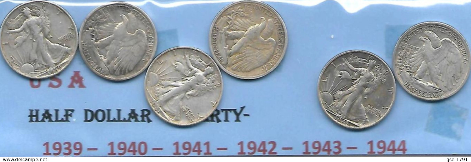 ETATS-UNIS Half Dollar LIBERTY Argent Lot De 6 Années 1939-40-41-42-43-1944 - 1892-1915: Barber