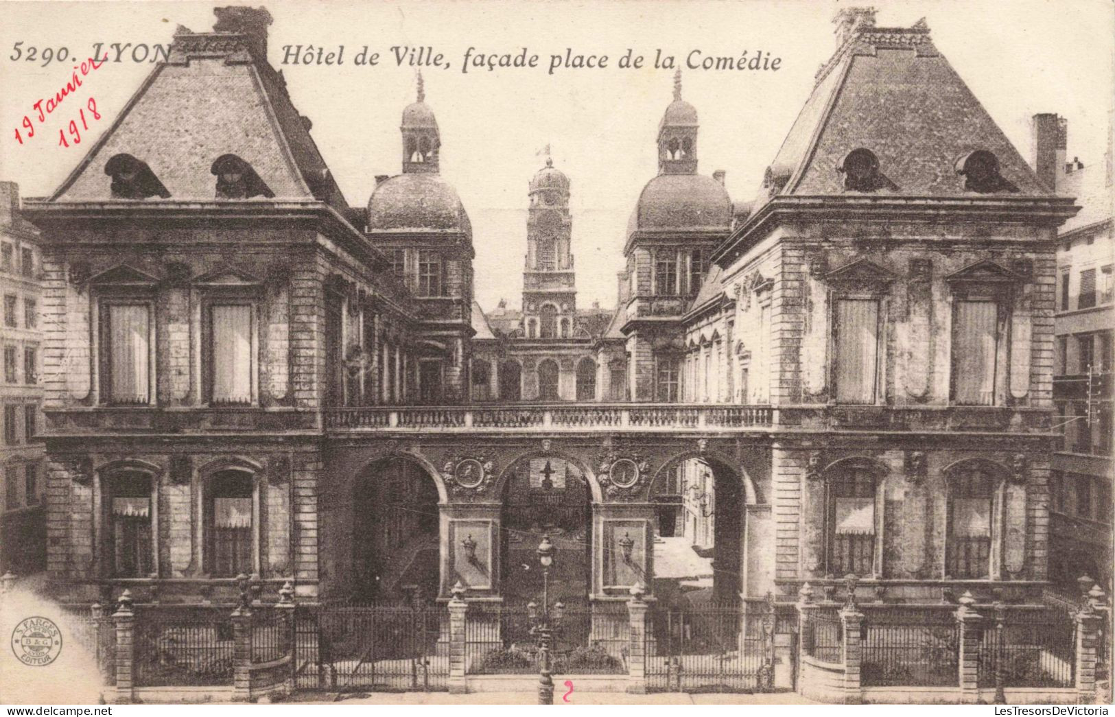 FRANCE - Lyon - Hôtel De Ville - Façade Place De La Comédie -  Carte Postale Ancienne - Lyon 3