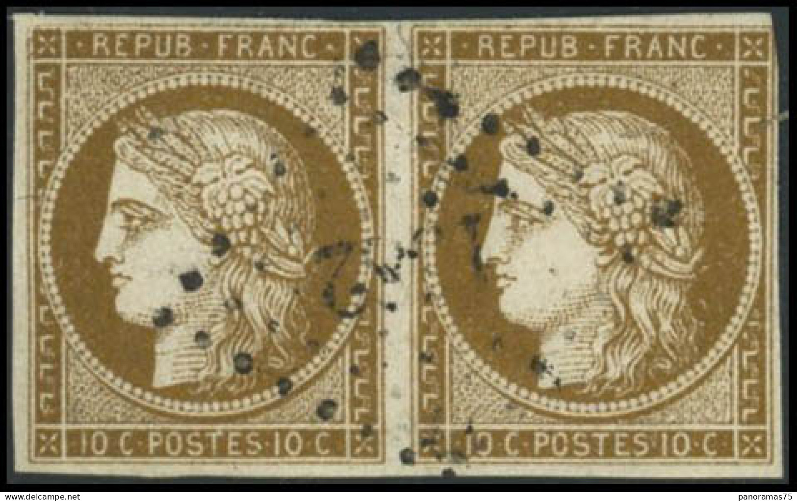 Obl. N°1 10c Bistre, Paire Au Filet à Droite - TB - 1849-1850 Ceres