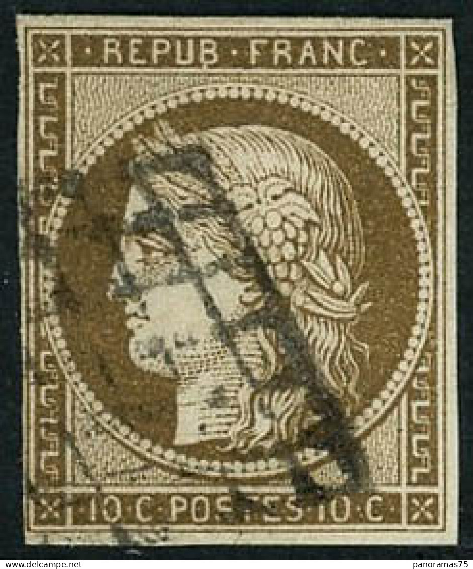 Obl. N°1a 10c Bistre Brun - TB - 1849-1850 Ceres