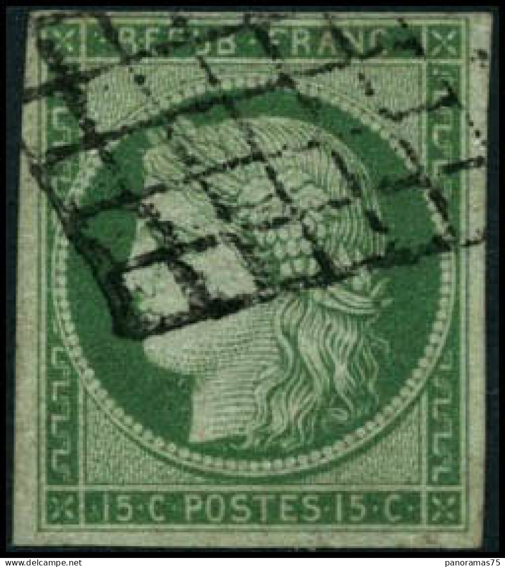 Obl. N°2  15c Vert, Signé JF Brun - TB - 1849-1850 Ceres