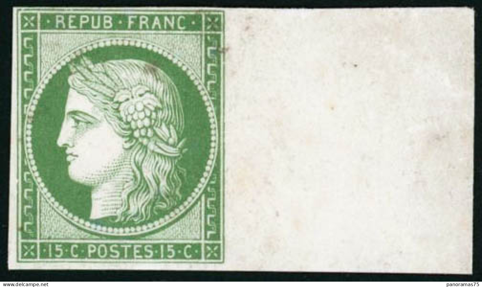 (*) N°2 15c Vert, Essai Sur Carton - TB - 1849-1850 Cérès