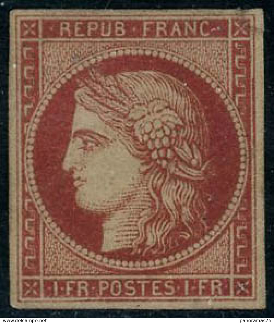 * N°7a 1F Vermillon Vif, Léger Défaut Dans L'angle Supérieur Droit, Très RARE, Certif JF Brun - TB - 1849-1850 Cérès