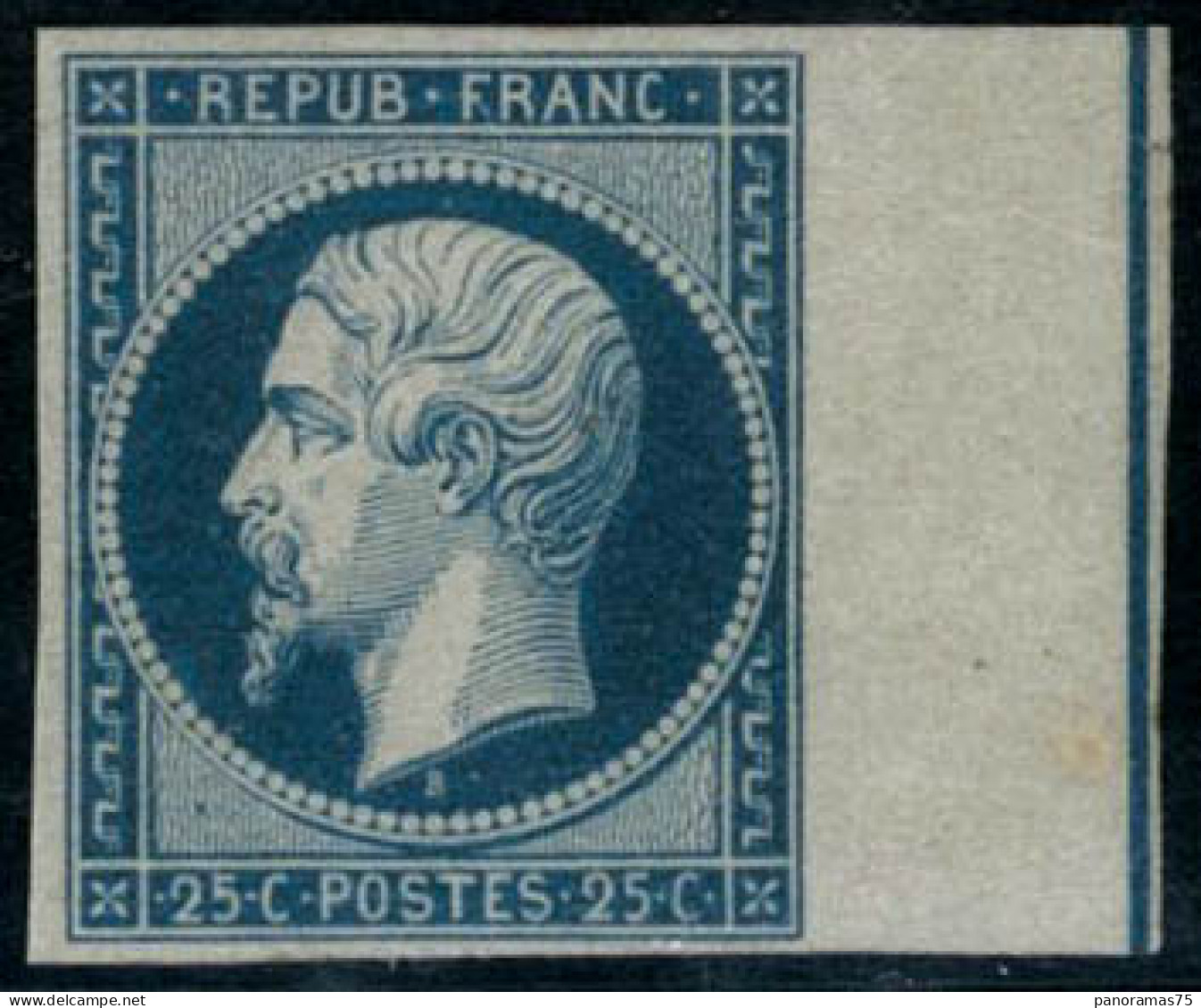 ** N°10b 25c Bleu, Bord De Feuille Aec Filet D'encadrement, RARE - TB - 1852 Luis-Napoléon