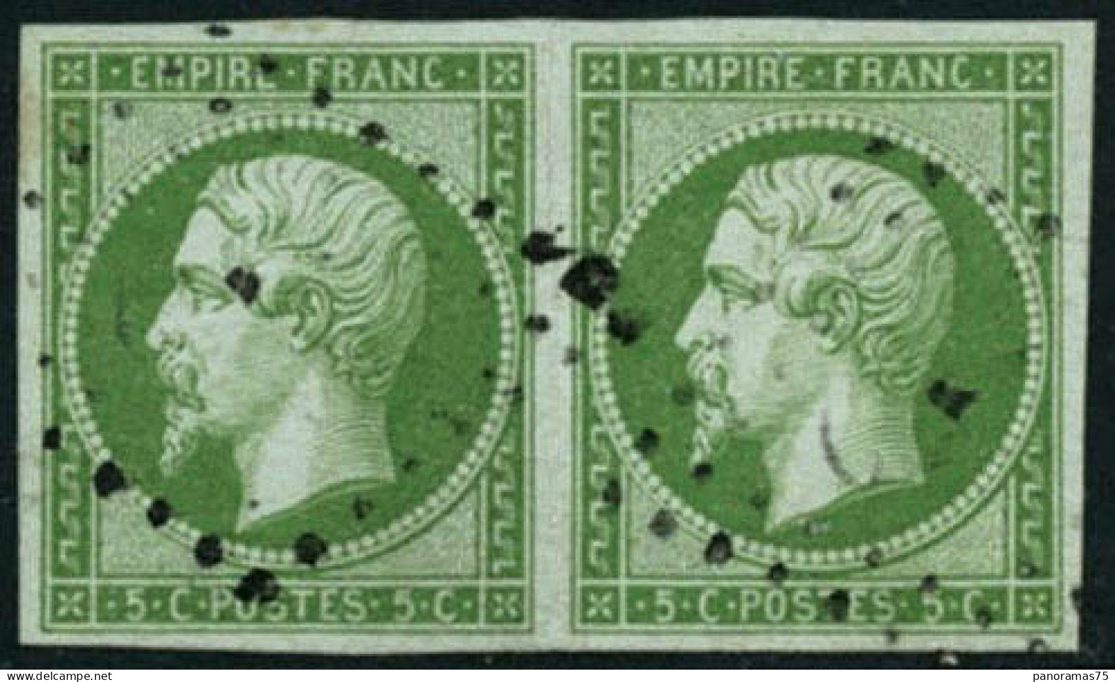 Obl. N°12 5c Vert, Paire - TB - 1853-1860 Napoleon III