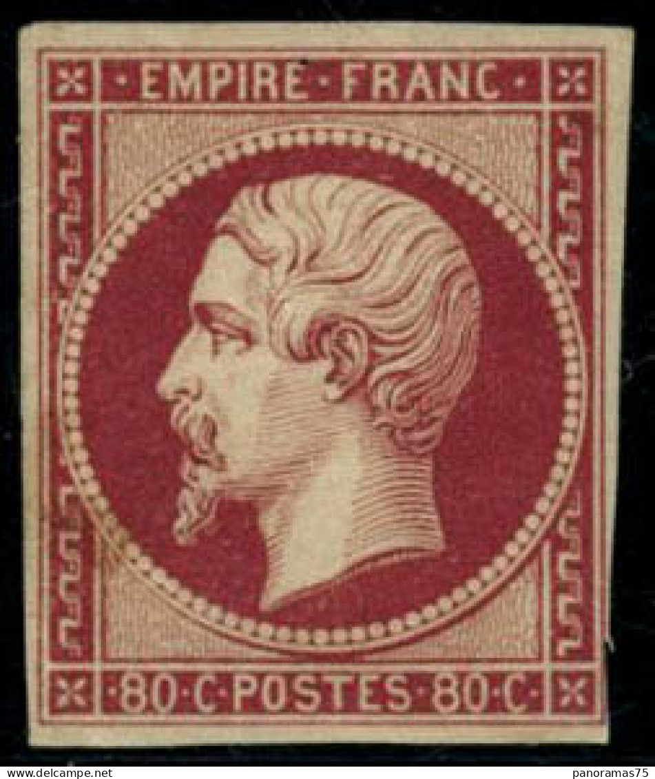 ** N°17Ai 80c Carmin Foncé, Court En Bas à Droite, Signé Roumet - B - 1853-1860 Napoléon III