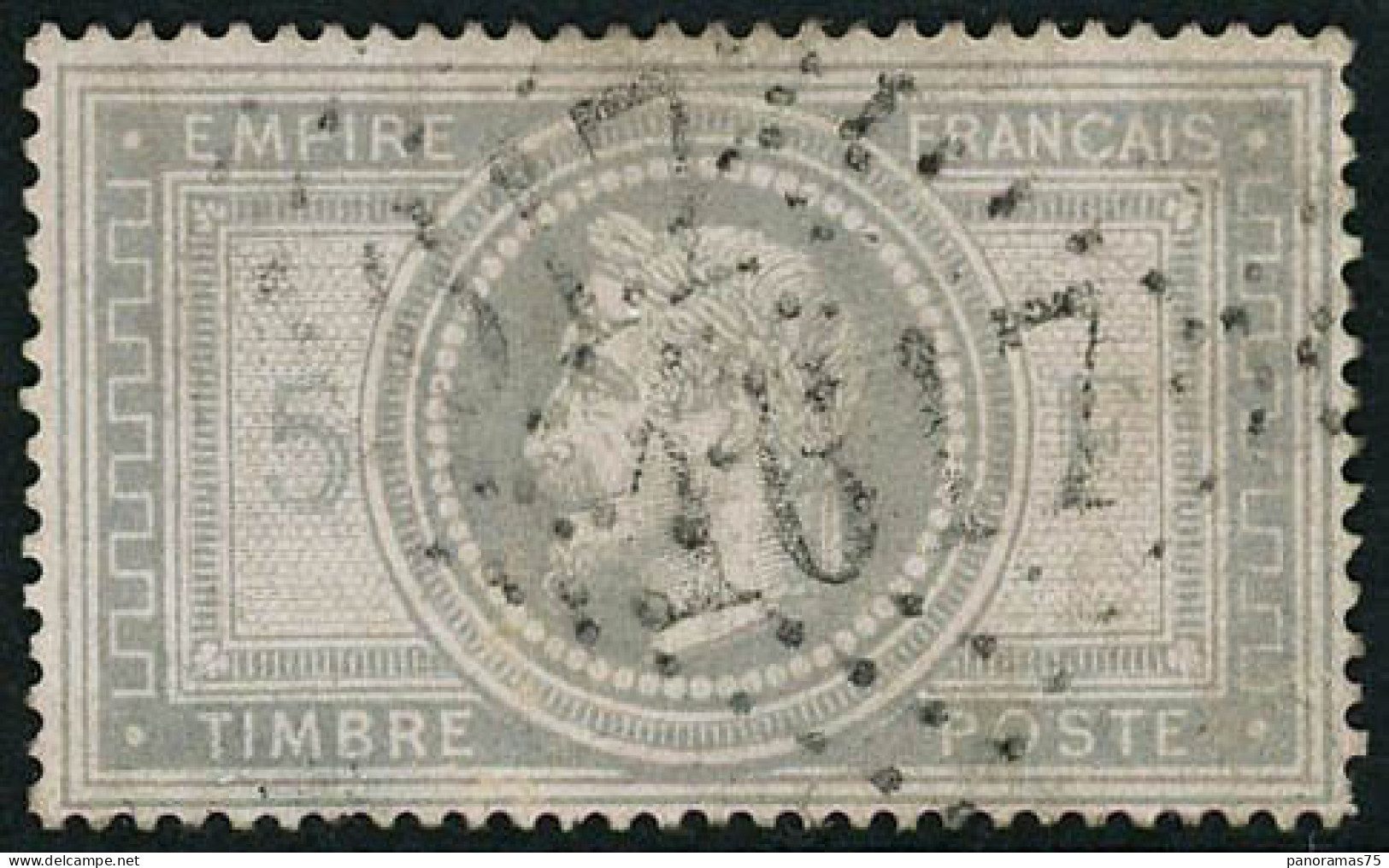 Obl. N°33 5F Empire, Petit Pelurage Au Verso, Bel Aspect - B - 1863-1870 Napoléon III Con Laureles