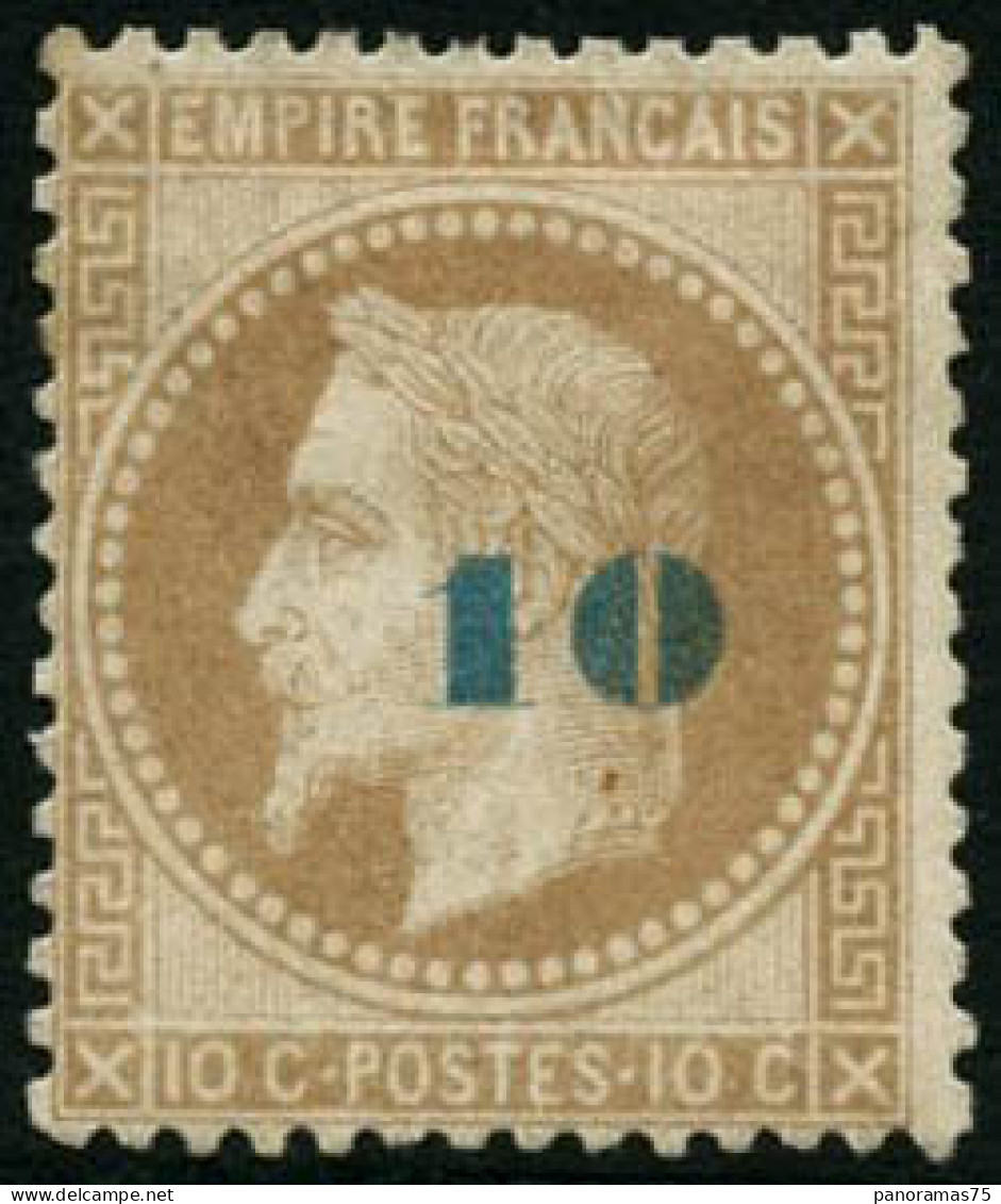 * N°34 10 Sur 10c Bistre, Signé Lemaire, Calves - B - 1863-1870 Napoléon III Con Laureles