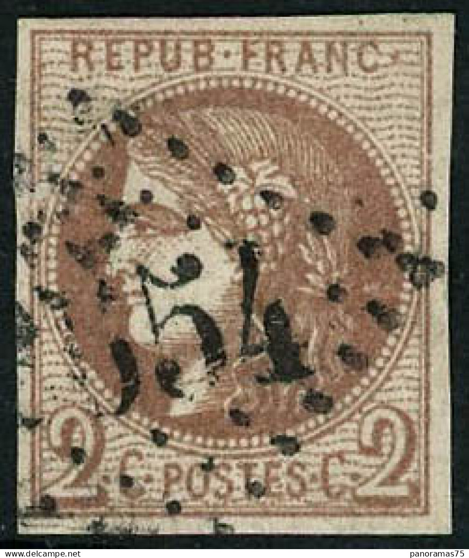Obl. N°40B 2c Brun-rouge R2 - TB - 1870 Bordeaux Printing