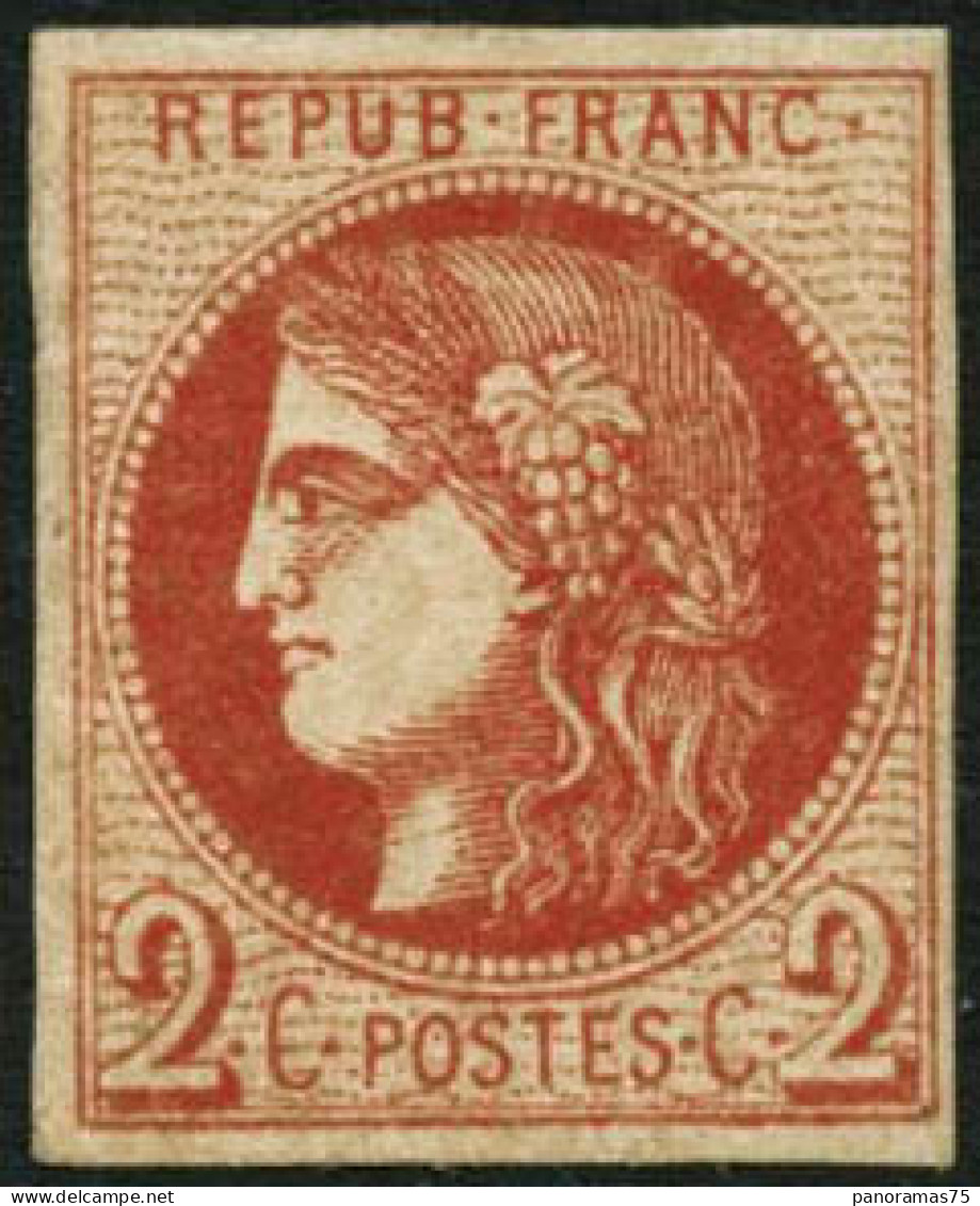 ** N°40Ba 2c Rouge-brique R2, Petite Marge à Droite - B - 1870 Bordeaux Printing