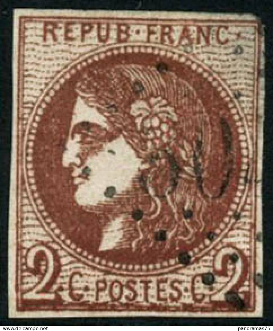 Obl. N°40Bc 2c Chocolat Foncé, Qualité Standard - B - 1870 Bordeaux Printing