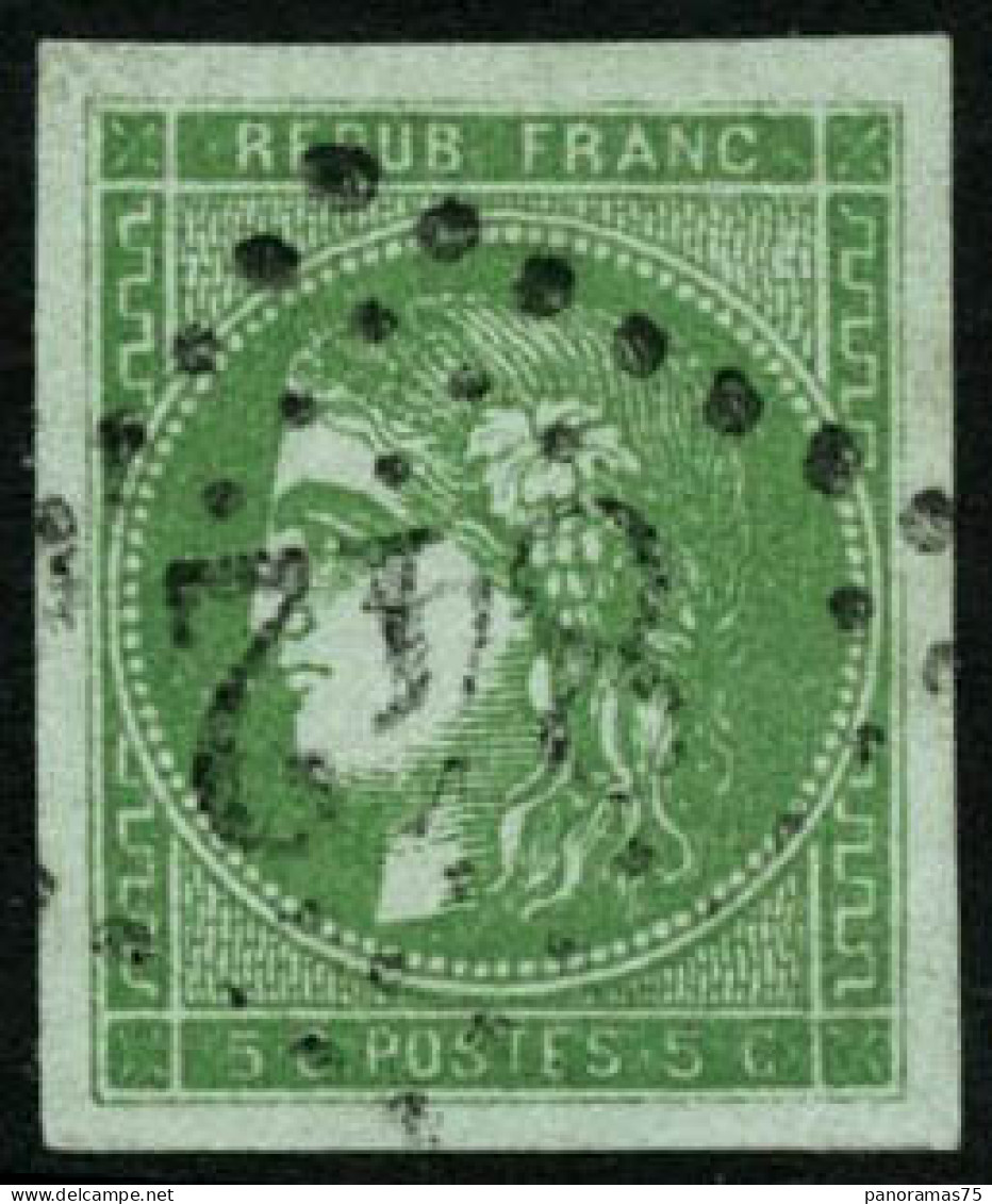 Obl. N°42B 5c Vert-jaune, R2 Pièce De Luxe  - TB - 1870 Emisión De Bordeaux