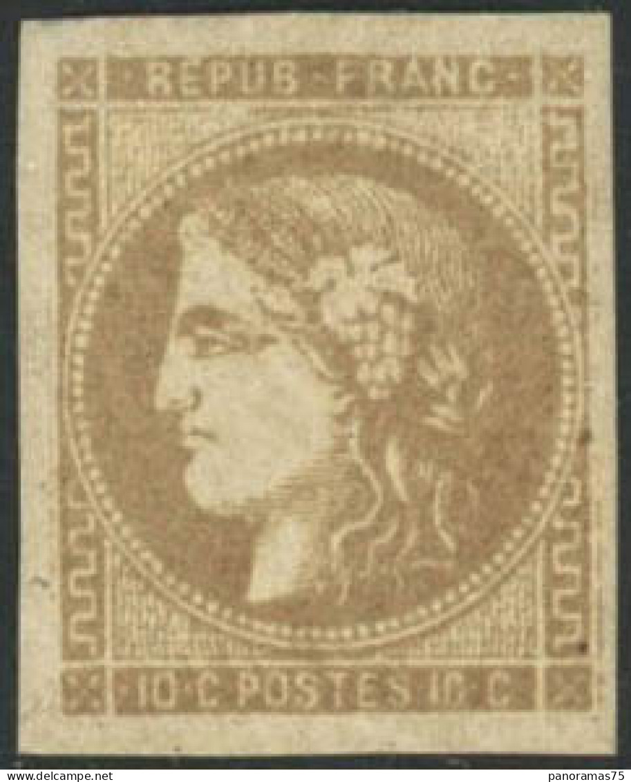 ** N°43A 10c Bistre R1, Signé JF Brun - TB - 1870 Bordeaux Printing