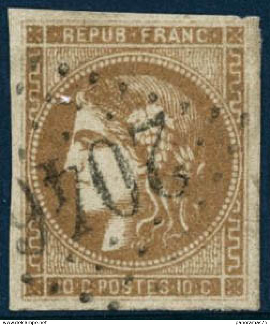 Obl. N°43Ac 10c Bistre Foncé, R1 - TB - 1870 Emission De Bordeaux