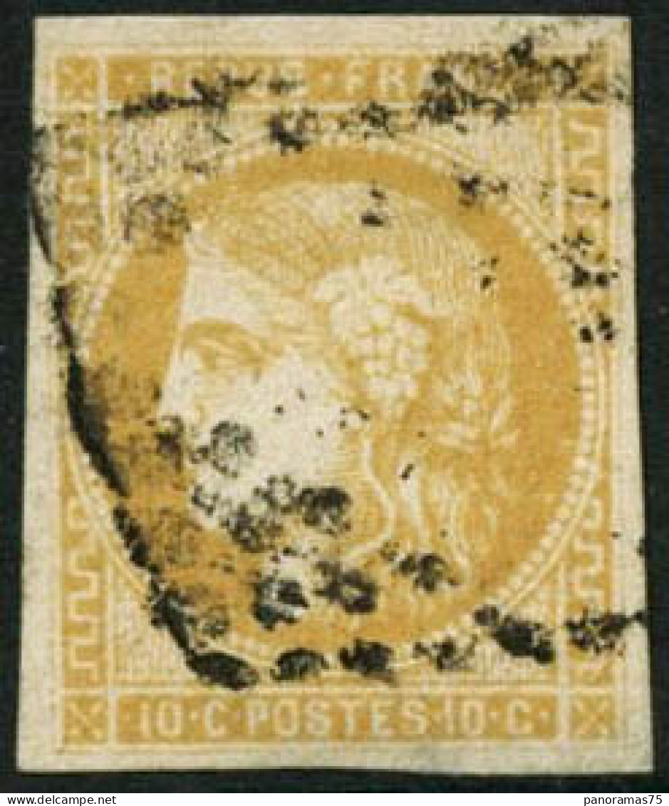 Obl. N°43Bc 10c Bistre-jaune Citron R2, RARE - TB - 1870 Emisión De Bordeaux