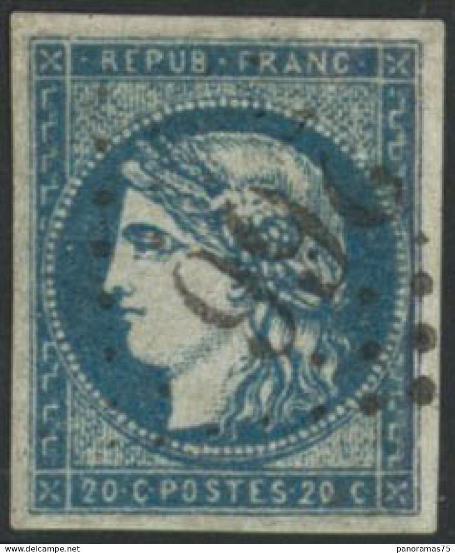 Obl. N°44A 20c Bleu, Type I R1 - TB - 1870 Emisión De Bordeaux