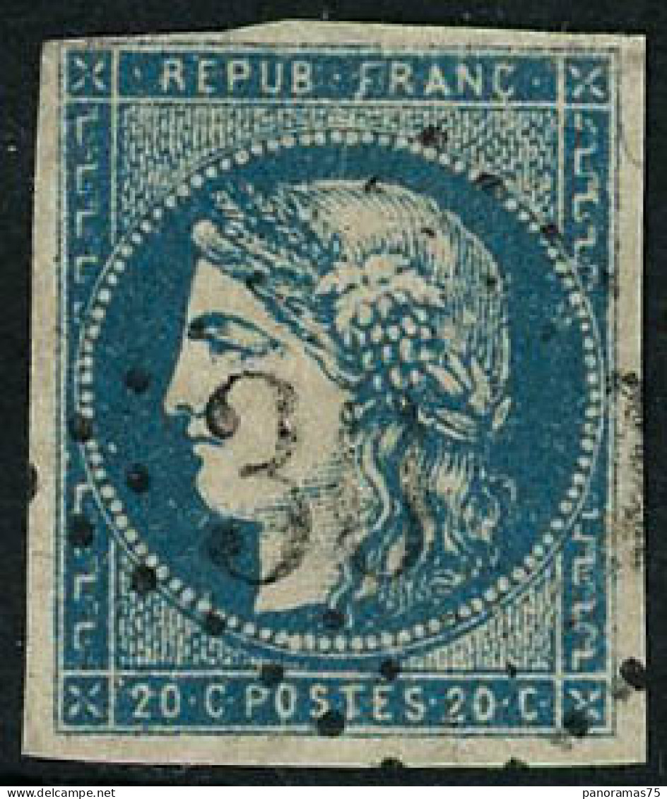 Obl. N°44B 20c Bleu, Type I R2 - TB - 1870 Ausgabe Bordeaux