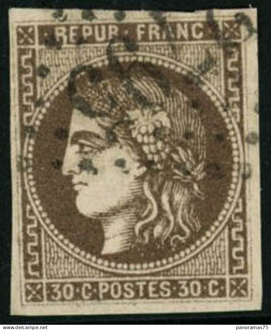 Obl. N°47e 30c Brun, R Relié Au Cadre, Obl GC 2795 - TB - 1870 Emisión De Bordeaux