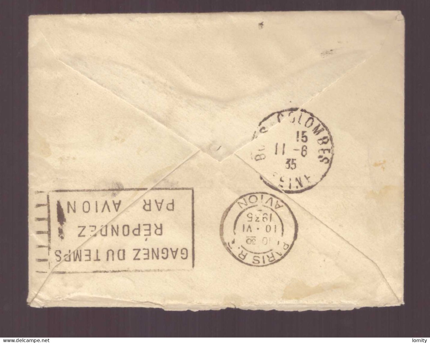 Australie Lettre Cachet 1935 2 Timbres Oblitération Paris RP Avion Gagnez Du Temps Répondez Par Avion - Brieven En Documenten