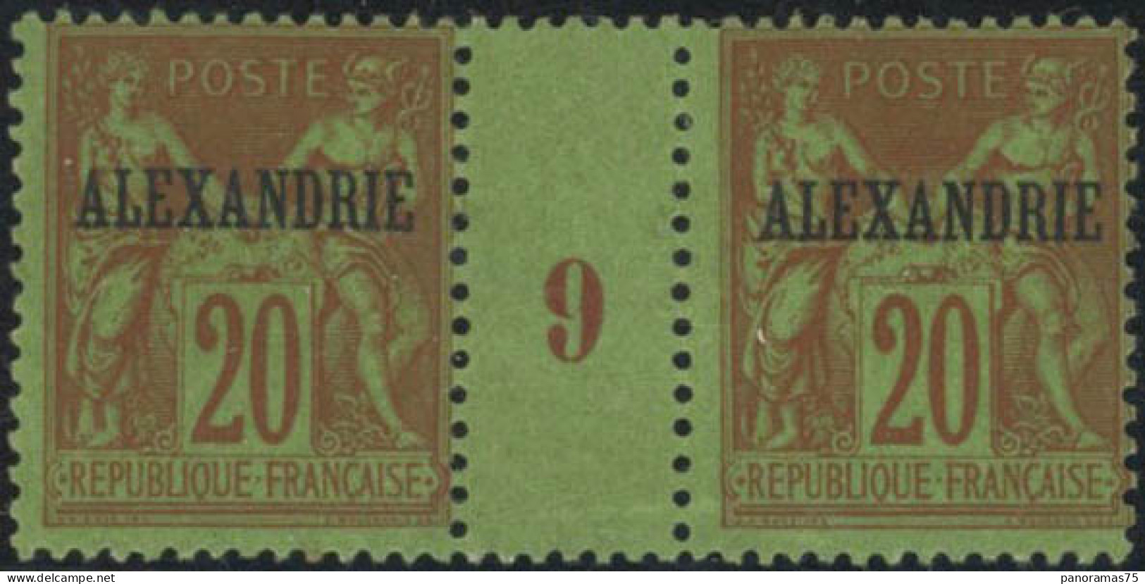 ** N°10 20c Brique S/vert, Paire Mill 9 - TB - Otros & Sin Clasificación