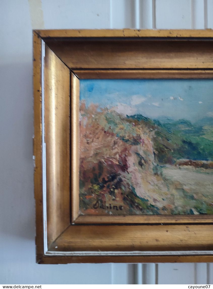 SABINE  (XXème )" Paysage De Montagne" Huile Sur Toile Marouflée Sur Carton Encadrée - Huiles