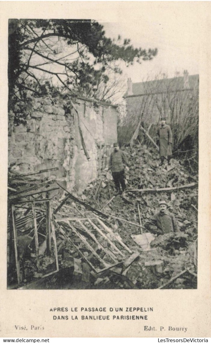 FRANCE - Paris - Après Le Passage D'un Zeppelin Dans La Banlieue Parisienne - P.Bourry -  Carte Postale Ancienne - Sonstige & Ohne Zuordnung