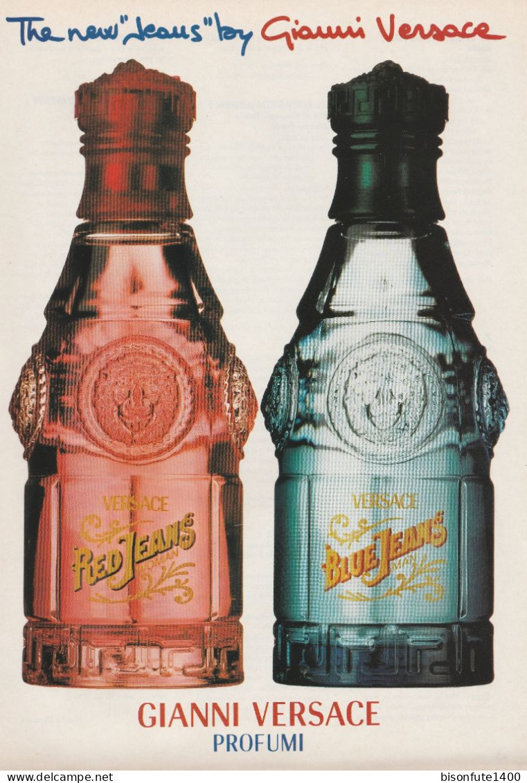 Publicité Parfums RED JEAN'S Pour Femmes Et BLUE JEAN'S Pour Hommes De Versace - Format A4 (Voir Photo) - Parfumreclame (tijdschriften)