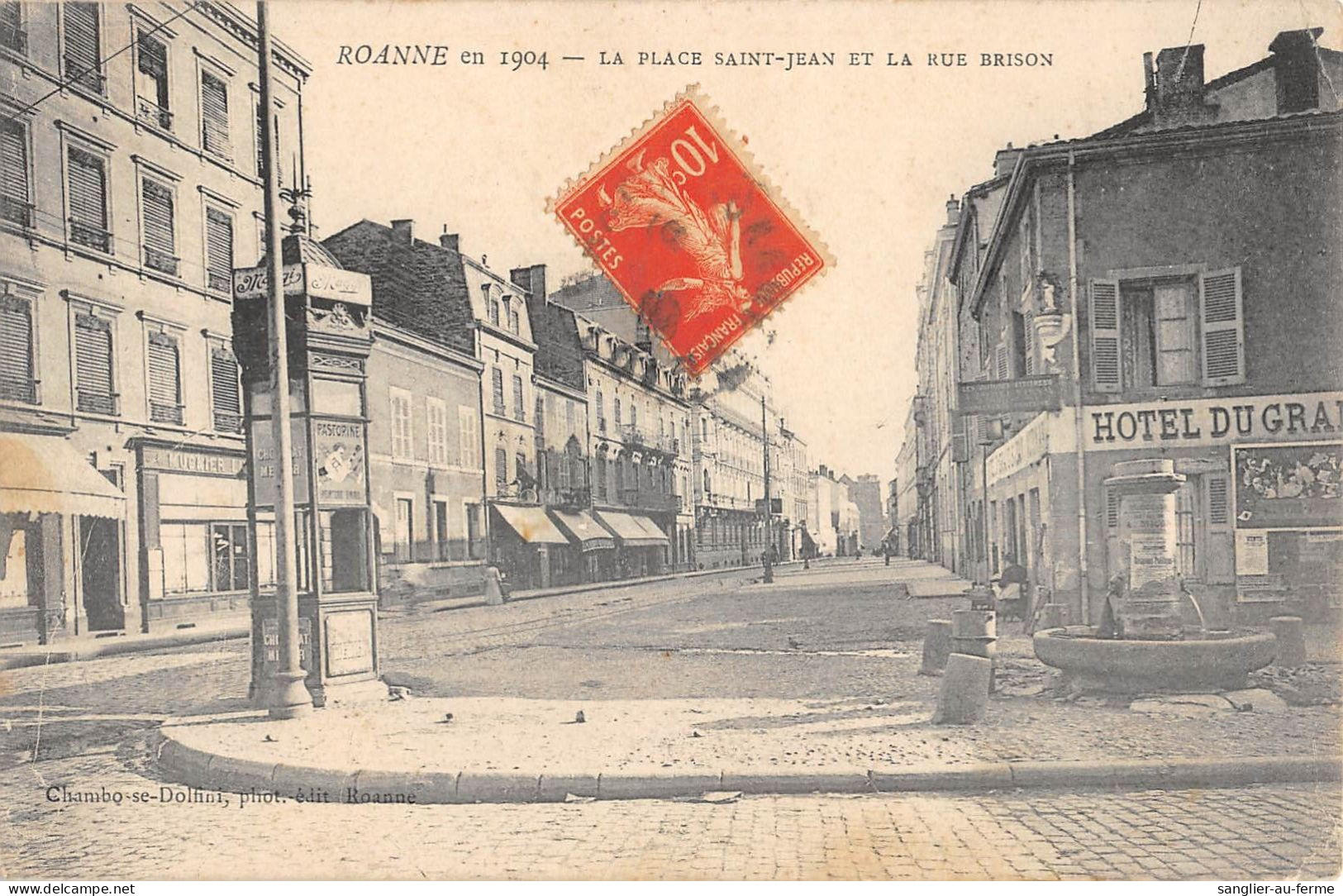 CPA 42 ROANNE EN 1904 / LA PLACE SAINT JEAN ET LA RUE BRISON - Roanne