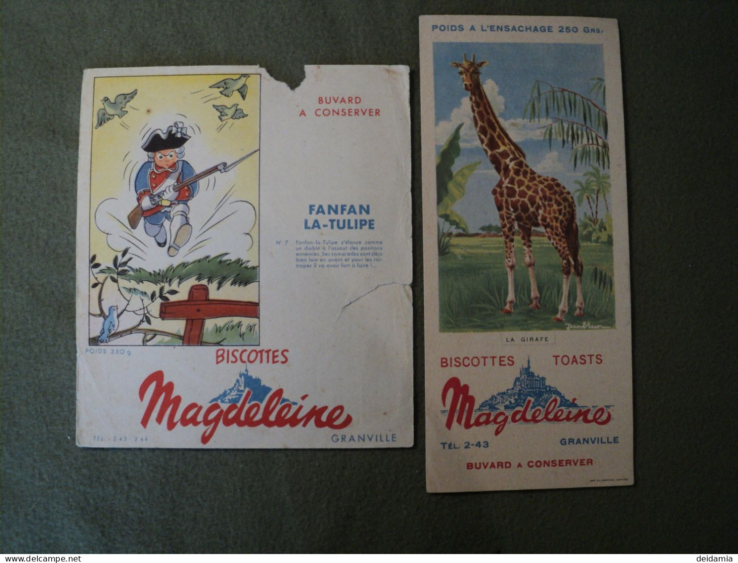 BUVARD BISCOTTES MAGDELEINE ILLTRE PAR JEANBRUN. 1955. LA GIRAFE BISCOTTES TOASTS MAGDELEINE A GRANVILLE. MANCHE. 50 - Biscottes