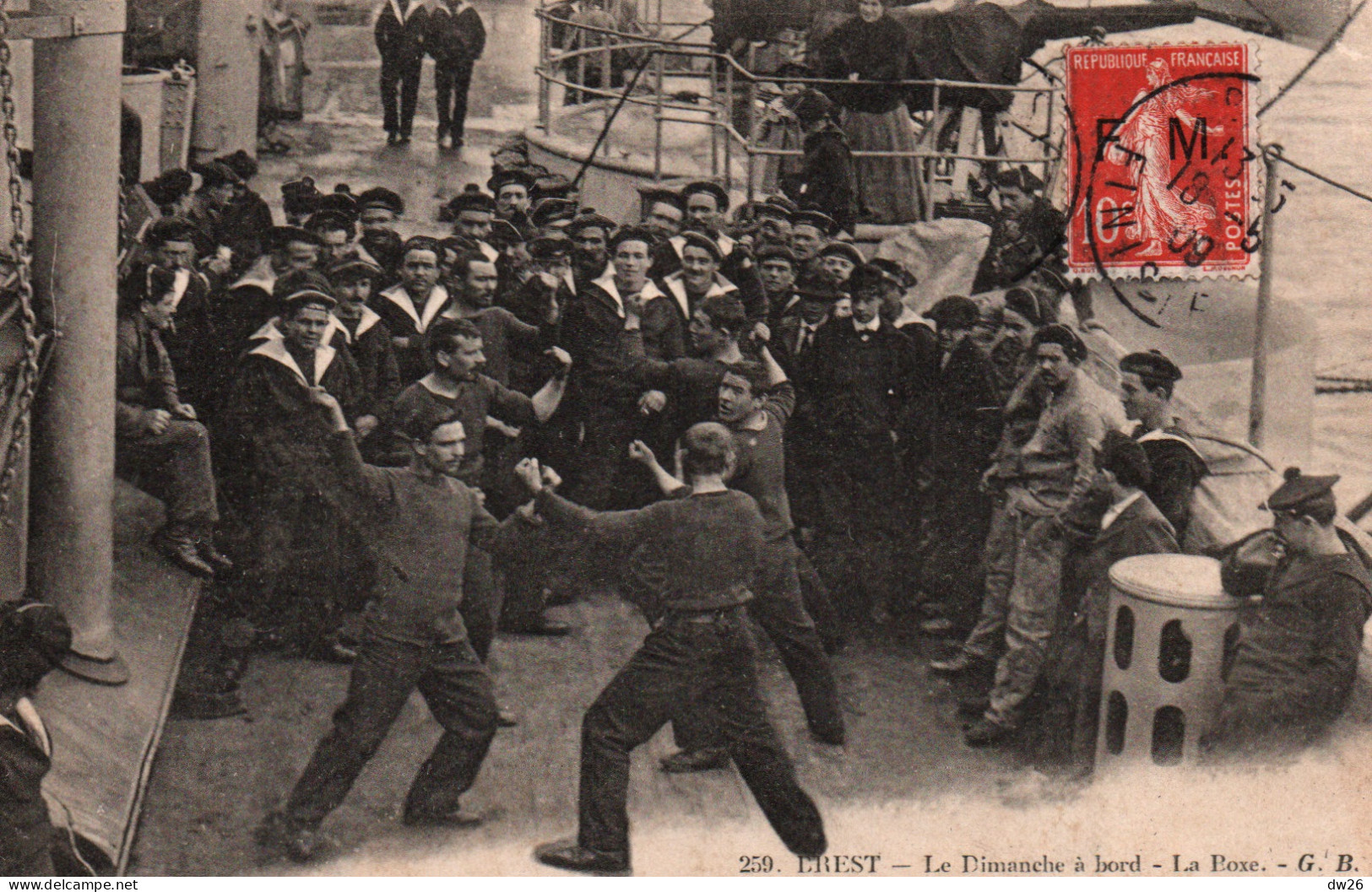 Brest - Le Dimanche à Bord Dans La Marine - La Boxe - Carte G.B. N° 259 - Boxe