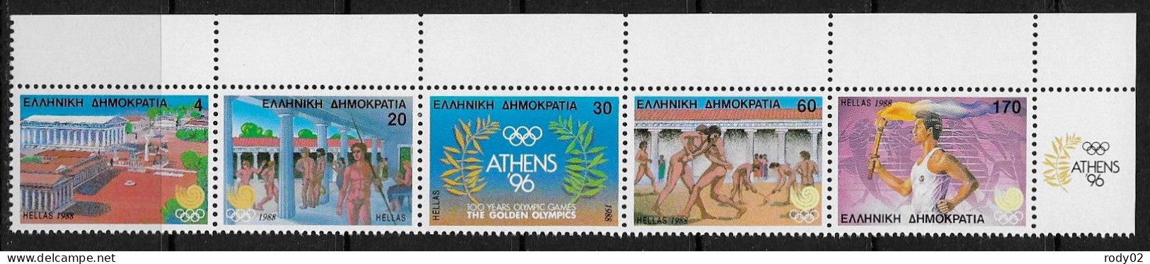 GRECE - JEUX OLYMPIQUES D'ATHENES EN 1896 - N° 1669 A 1673 ET CARNET N° 1669B - NEUF** MNH - Sommer 1896: Athen