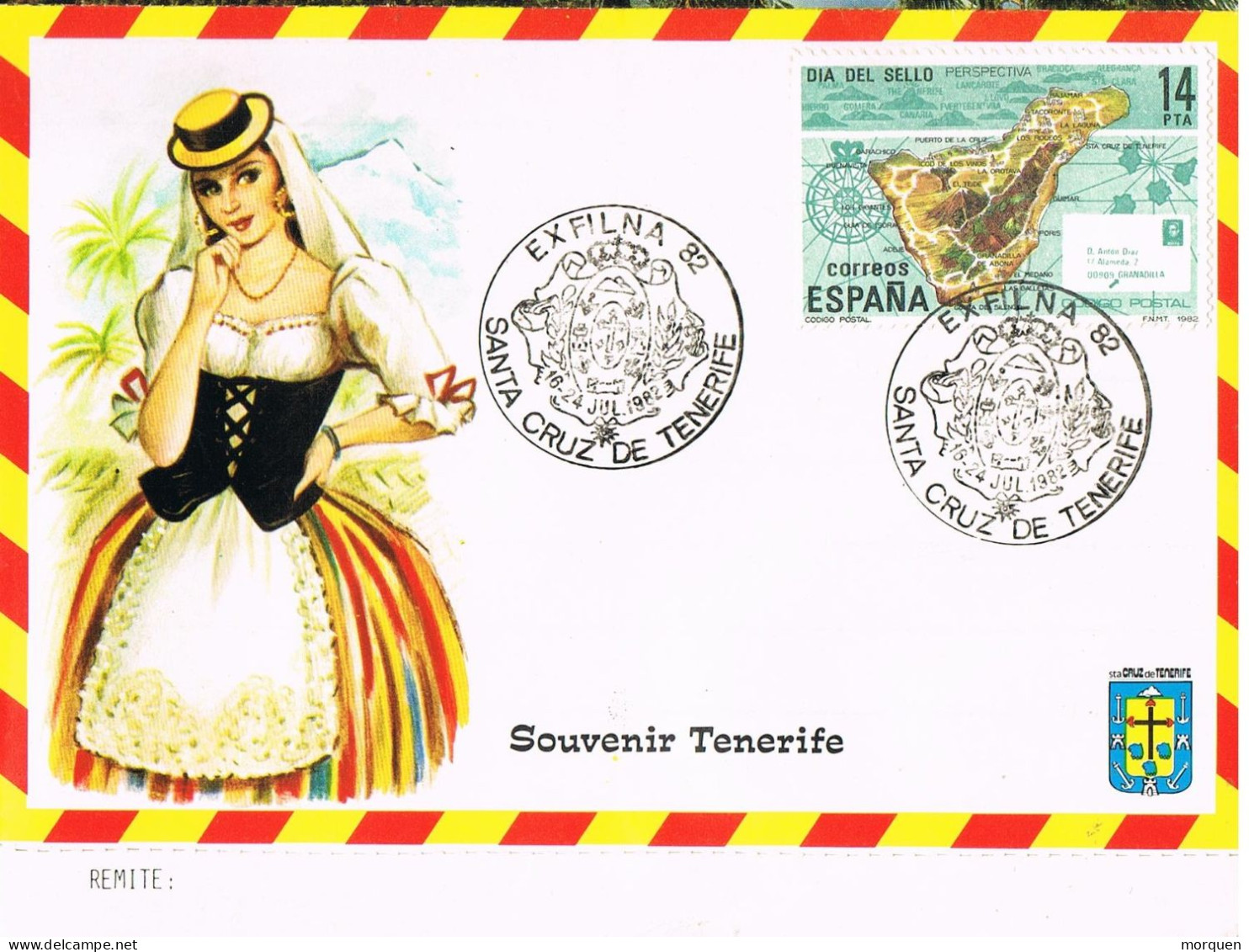 51618. Carta Aerea Souvenir SANTA CRUZ De TENERIFE (Canarias).1982. EXFILNA 82 - Cartas & Documentos