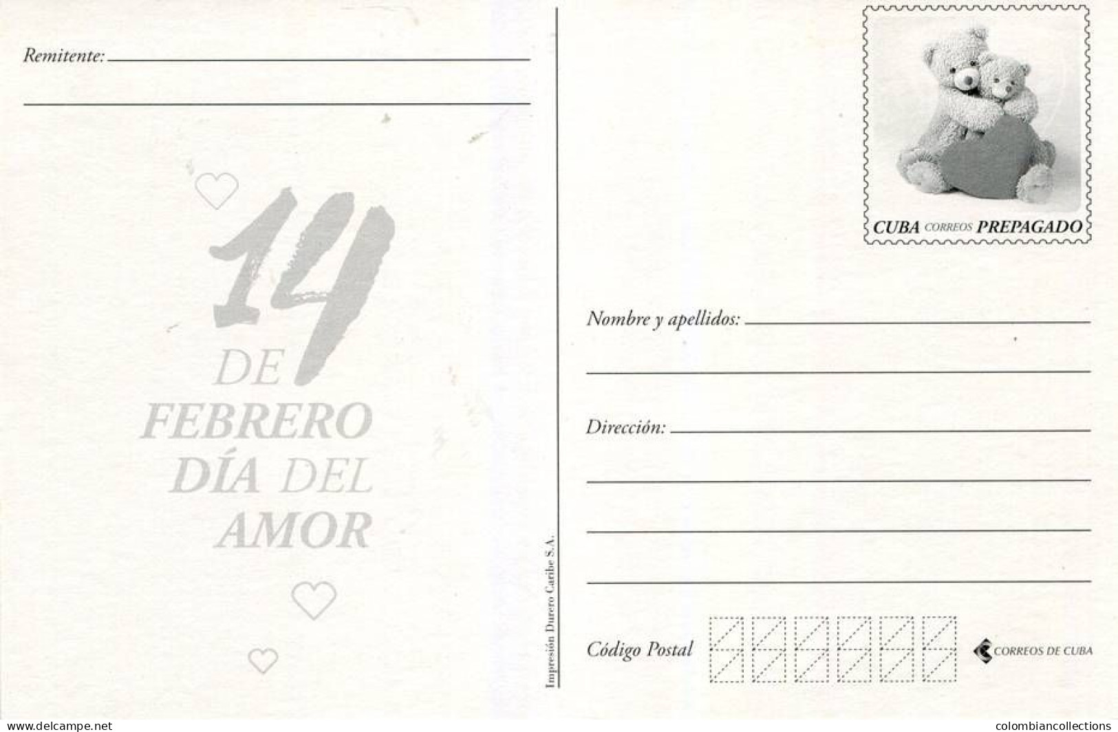 Lote PEP1542, Cuba, Entero Postal, Stationery, 2018, 4-10, San Valentin, Love, Valentine's Day, Bear - Maximum Cards