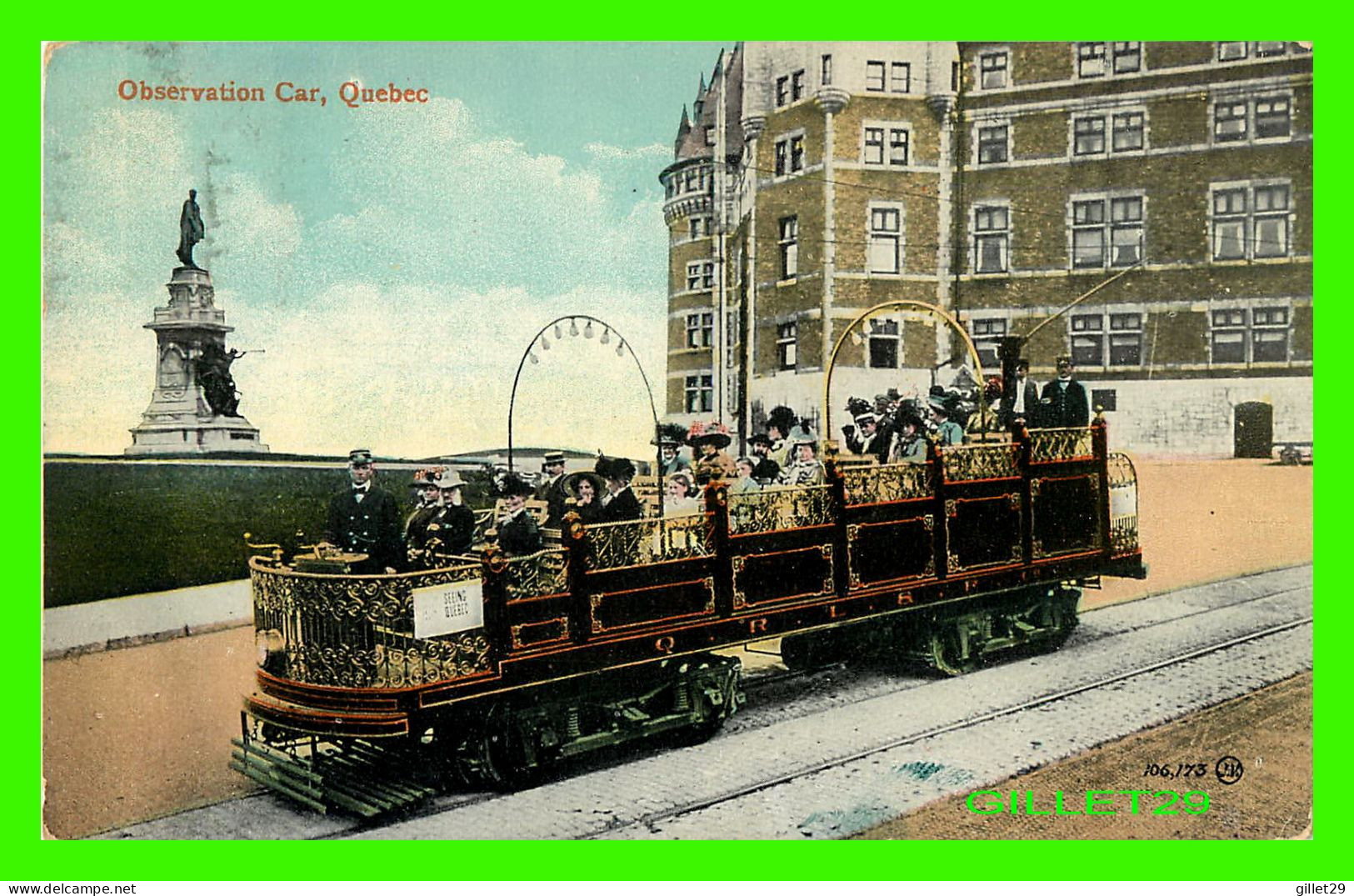 QUÉBEC - OBSERVATION CAR - ANIMATED WITH PEOPLES - TRAVEL IN 1914 -  THE VALENTINE & SONS PUB CO LTD - - Québec - La Cité