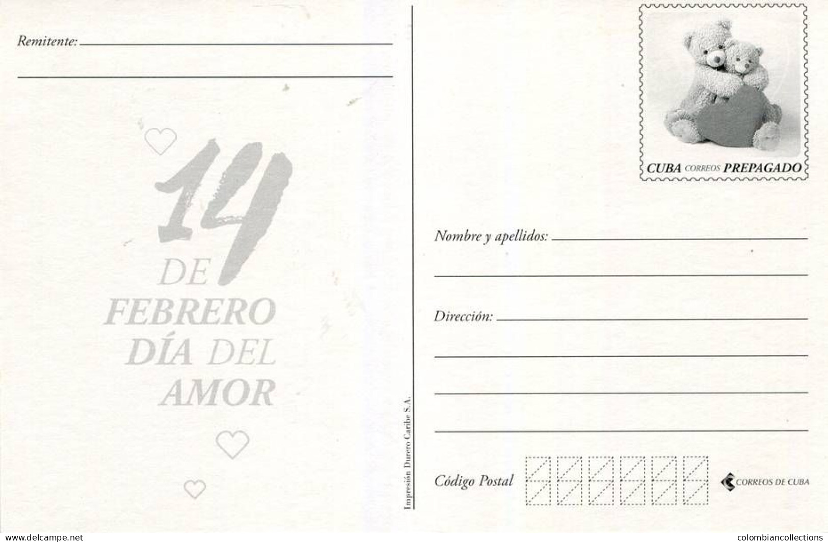 Lote PEP1543, Cuba, Entero Postal, Stationery, 2018, 5-10, San Valentin, Love, Valentine's Day, Bear, Flower - Maximumkarten