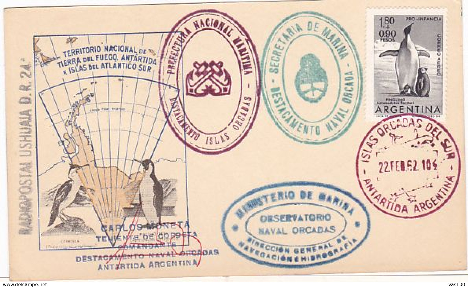 POLAR PHILATELY, SOUTH POLE, ARGENTINIAN ANTARCTIC TERRITORIES, SPECIAL POSTCARD, 1962, ARGENTINA - Altri & Non Classificati