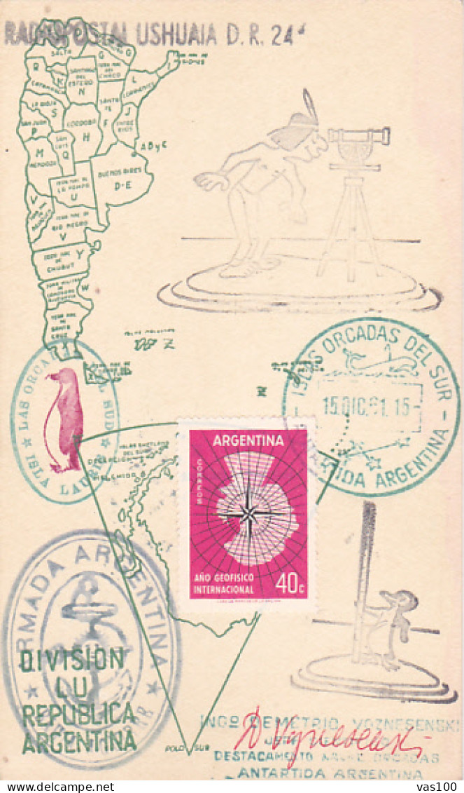 POLAR PHILATELY, SOUTH POLE, ARGENTINIAN ANTARCTIC TERRITORIES, SPECIAL POSTCARD, 1961, ARGENTINA - Sonstige & Ohne Zuordnung