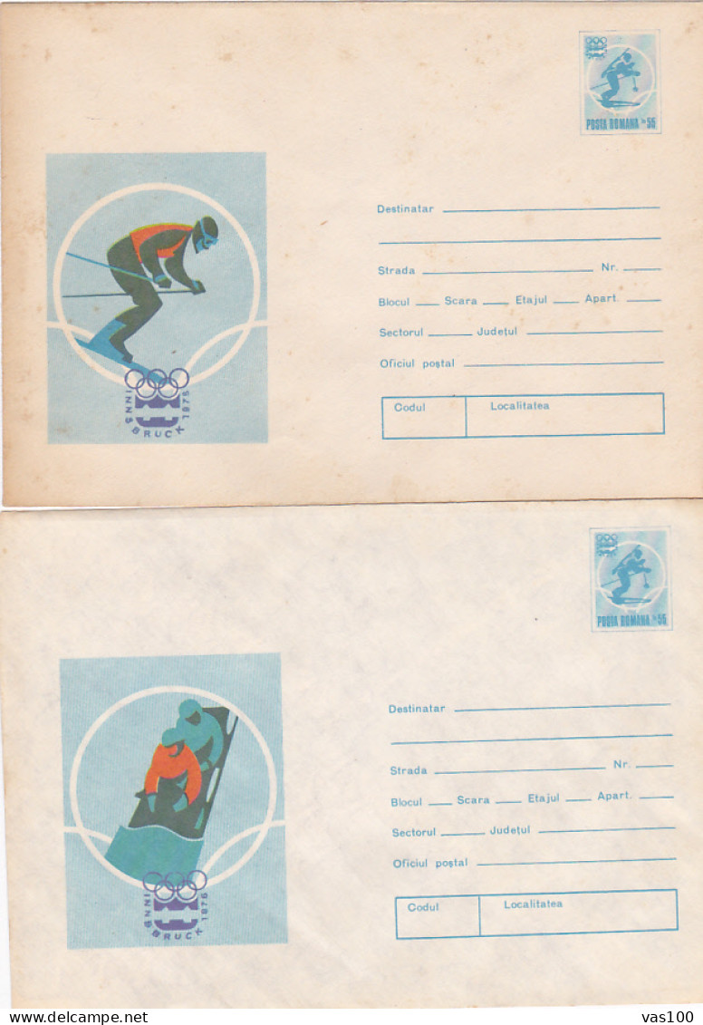 OLYMPIC GAMES, INNSBRUCK'76, WINTER, COVER STATIONERY, ENTIER POSTAL, 5X, 1975, ROMANIA - Winter 1976: Innsbruck