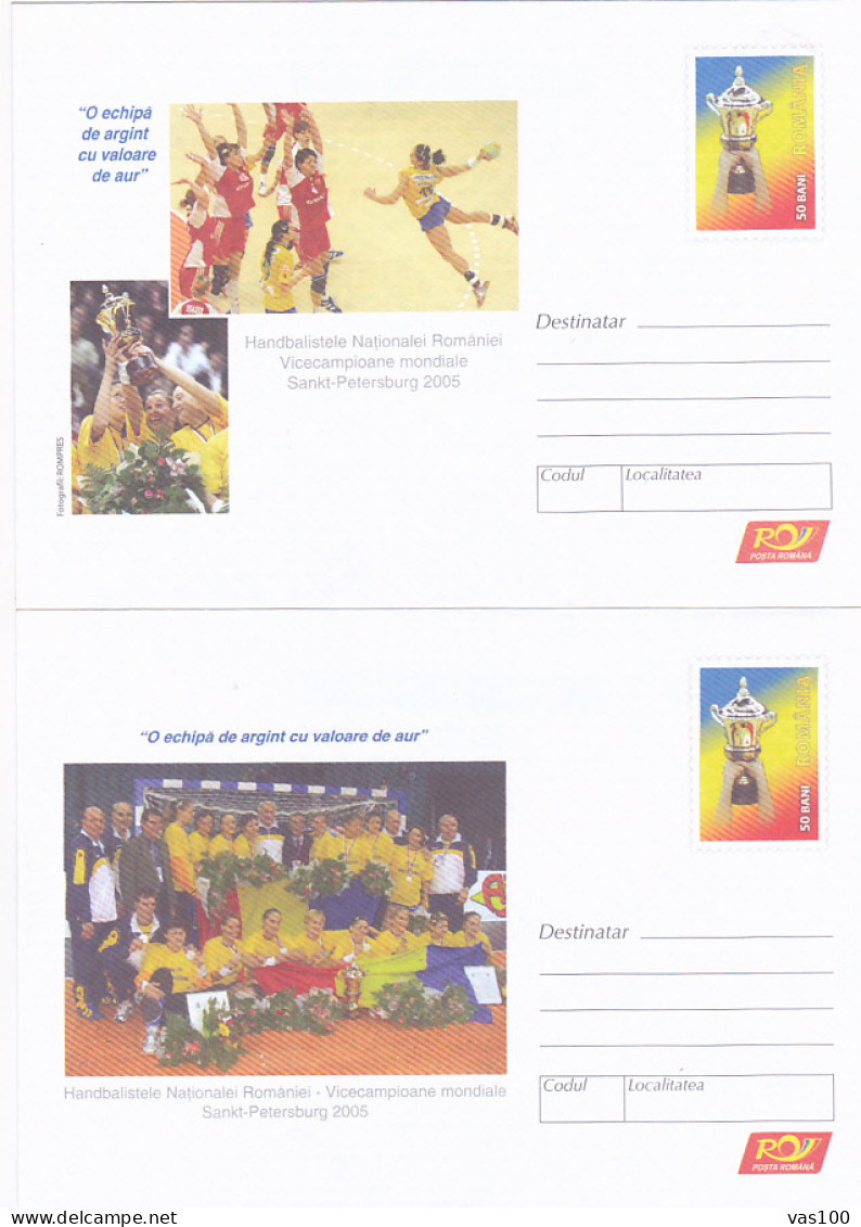 SPORTS, HANDBALL, ROMANIAN TEAM- WORLD VICE CHAMPIONS, COVER STATIONERY, ENTIER POSTAL, 2X, 2006, ROMANIA - Handbal