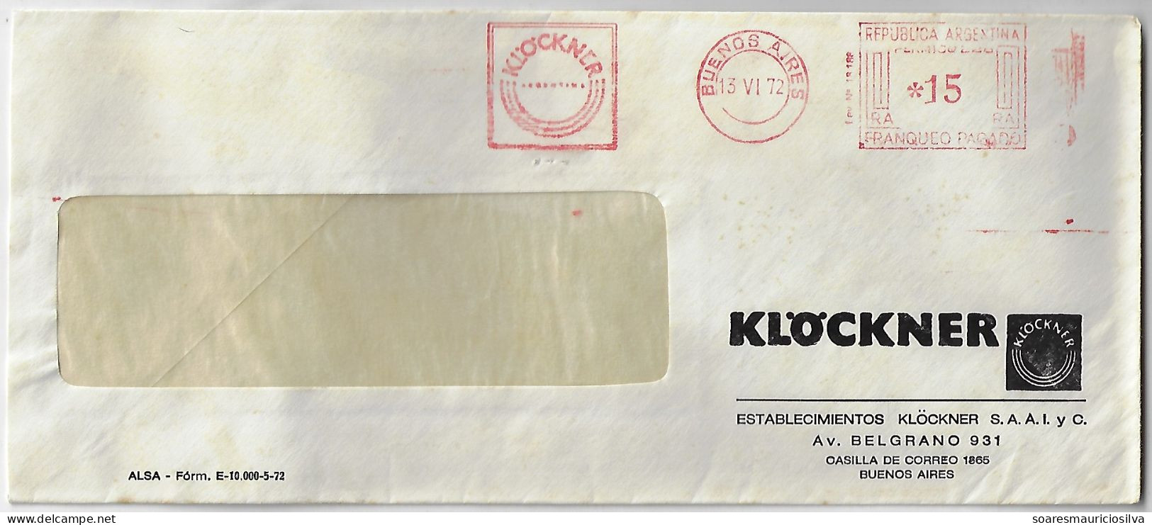 Argentina 1972 Cover From Buenos Aires Meter Stamp Universal MultiValue Slogan Klöckner Establishments Metallurgical - Brieven En Documenten