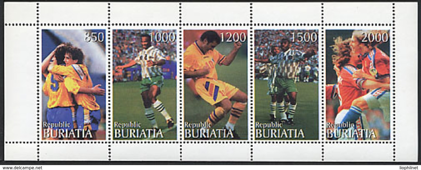 BOURIATIE BURIATIA 1997, FOOTBALL, 5 Valeurs En Feuillet, Neufs / Mint. R1040 - Vignettes De Fantaisie