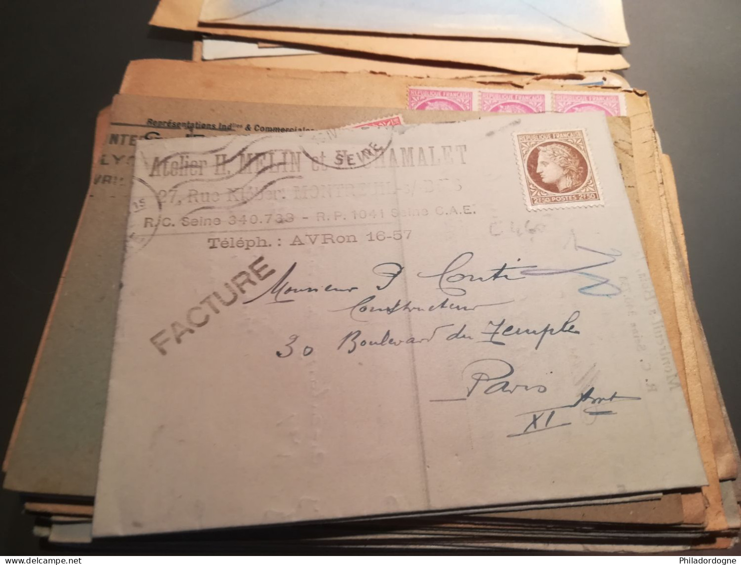 France - Lot de + de 60 documents au type Céres de Mazelin - années 40/60 - lot à trier