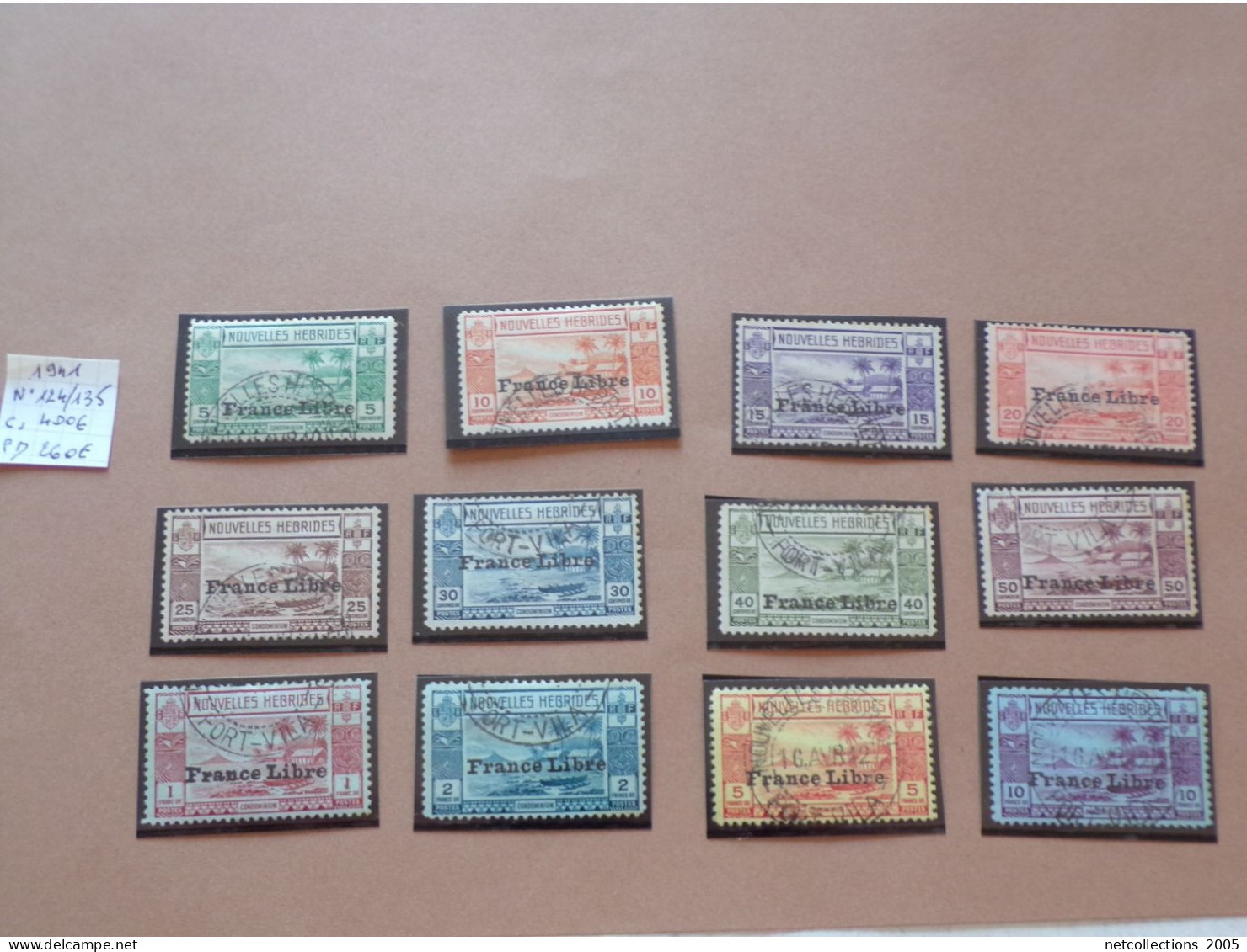 NOUVELLES HEBRIDES 1941 N°124/135 " FRANCE LIBRE " - OBLITERE AVEC CHARNIERE (Pochette Roses) - Usados