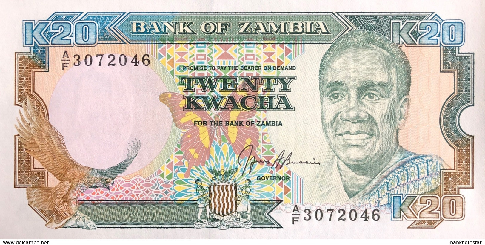 Zambia 20 Kwacha, P-32b (1989) - UNC - Signature 9 - Zambie