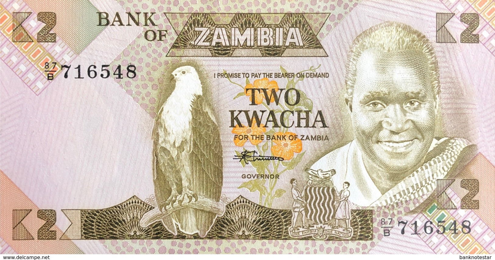 Zambia 2 Kwacha, P-24c (1980) - UNC - Signature 7 - Zambie