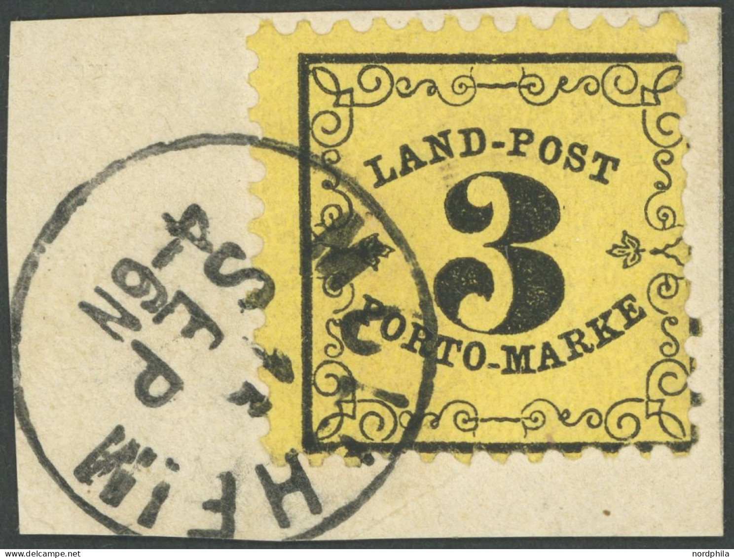 BADEN LP 2y BrfStk, 1864, 3 Kr. Schwarz Auf Dunkelgelb, K1 MÜLLHEIM, üblich Zentriertes Und Gezähntes Prachtbriefstück,  - Used