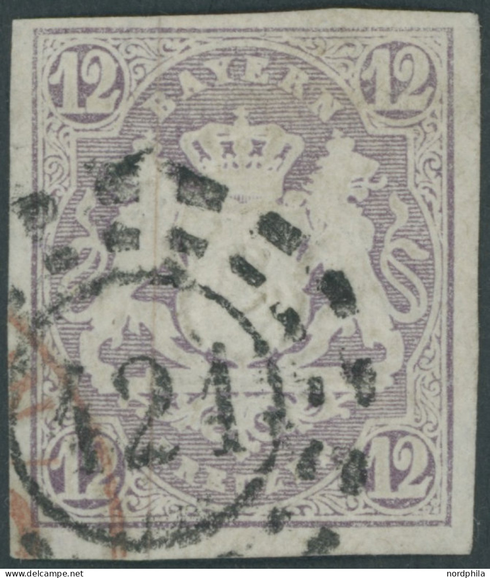 BAYERN 18 O, 1867, 12 Kr. Hellbraunviolett, Offener MR-Stempel 421, Pracht, Gepr. Sem - Otros & Sin Clasificación