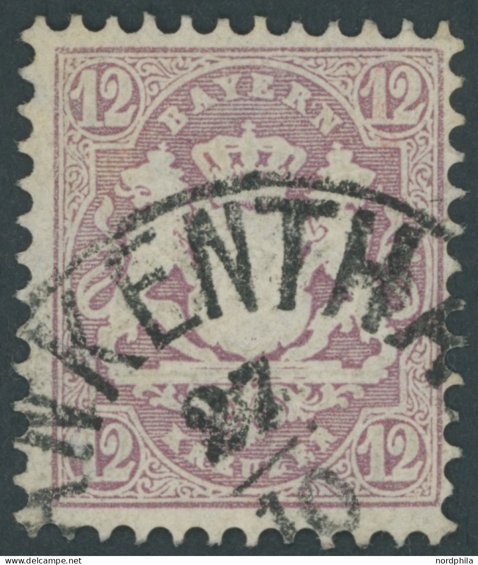 BAYERN 26X O, 1870, 12 Kr. Dunkelbraunpurpur, Wz. Enge Rauten, Segmentstempel FRANKENTHAL, Kabinett, Fotoattest Bühler - Used