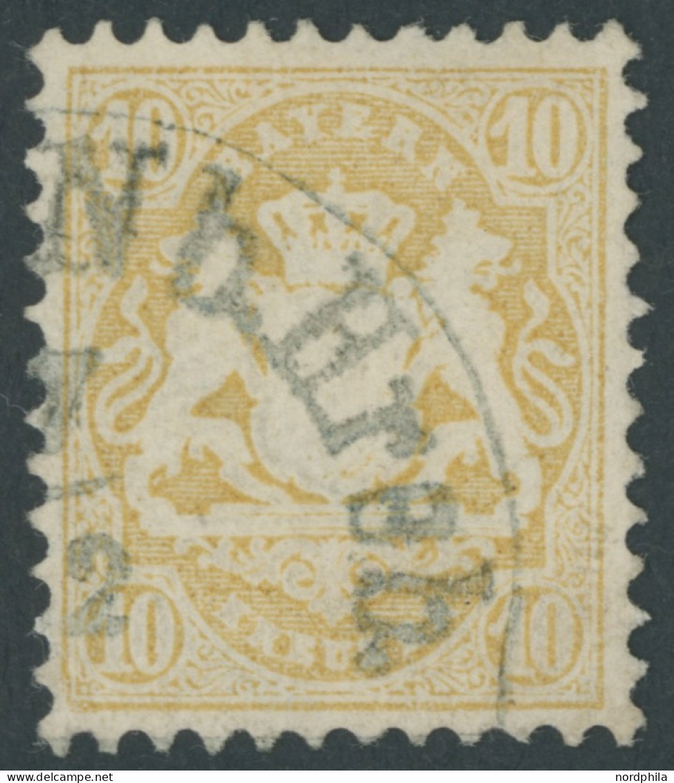 BAYERN 35 O, 1875, 10 Kr. Dunkelchromgelb, Wz. 2, Kabinett, Gepr. Schmitt, Mi. (320.-) - Other & Unclassified