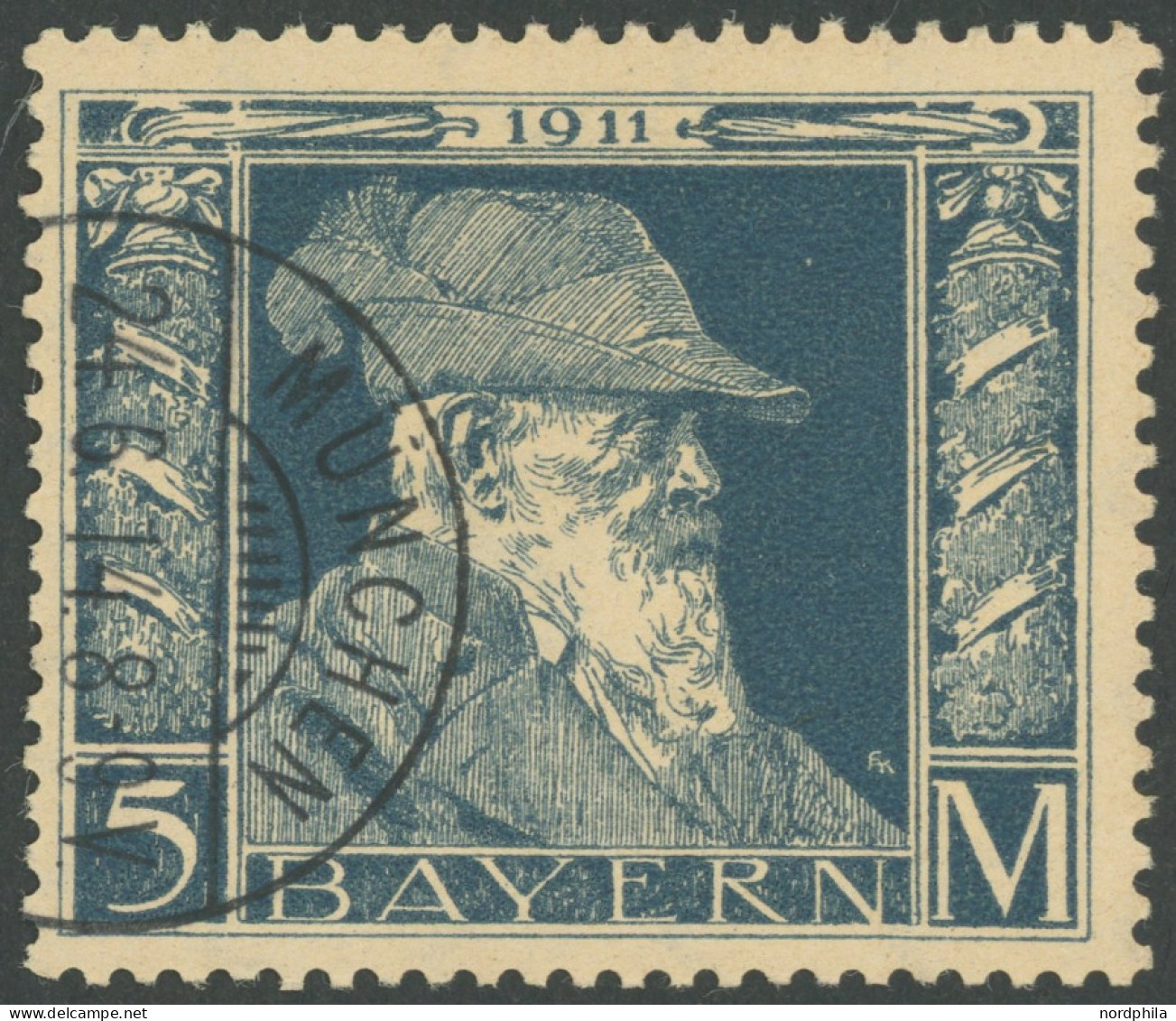 BAYERN 89II O, 1911, 5 M. Luitpold, Type II, Pracht, Mi. 220.- - Autres & Non Classés